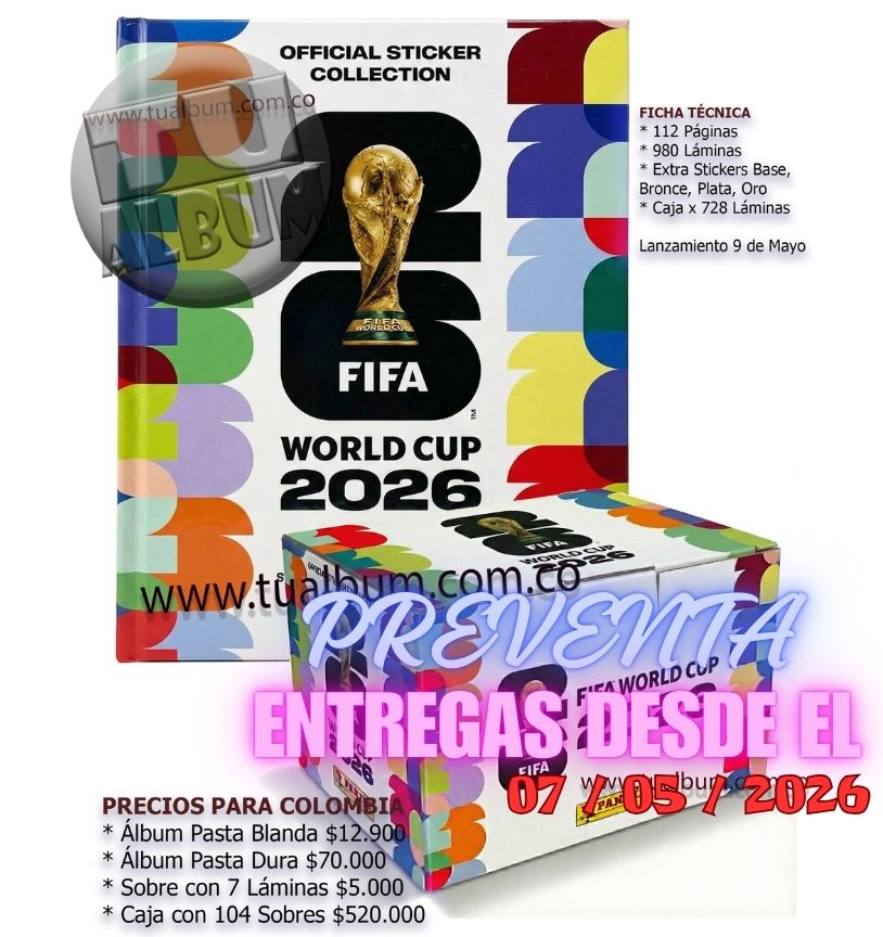  lbum Caja X 104 Sobres MUNDIAL 2026 PANINI TuAlbum